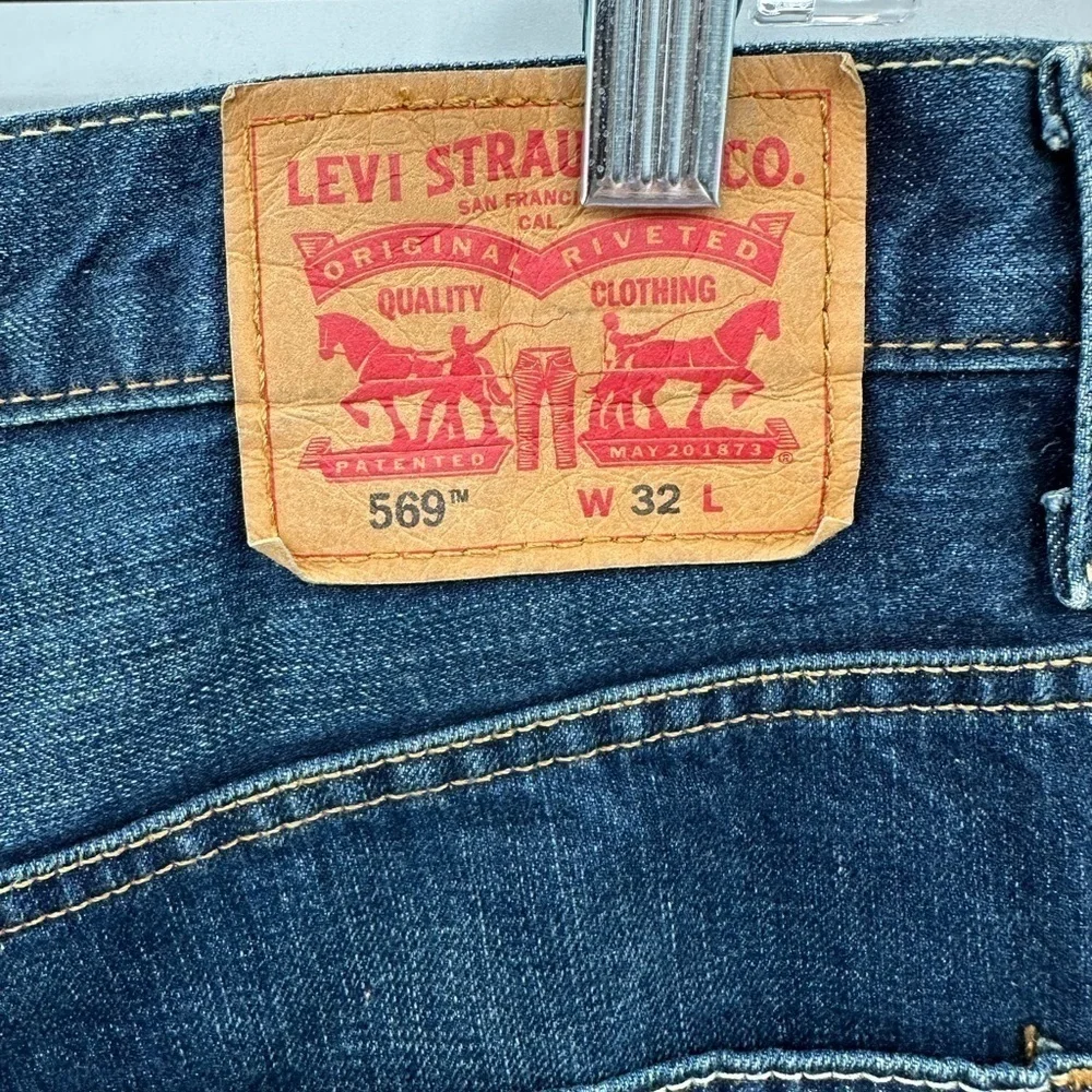 LEVIS 569 loose fit straight leg men casual gangster grunge denim jean short 32
